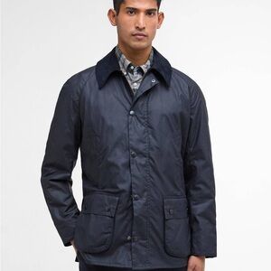 Barbour Men's Navy Blue Ashby Waxed Jacket Size Medium